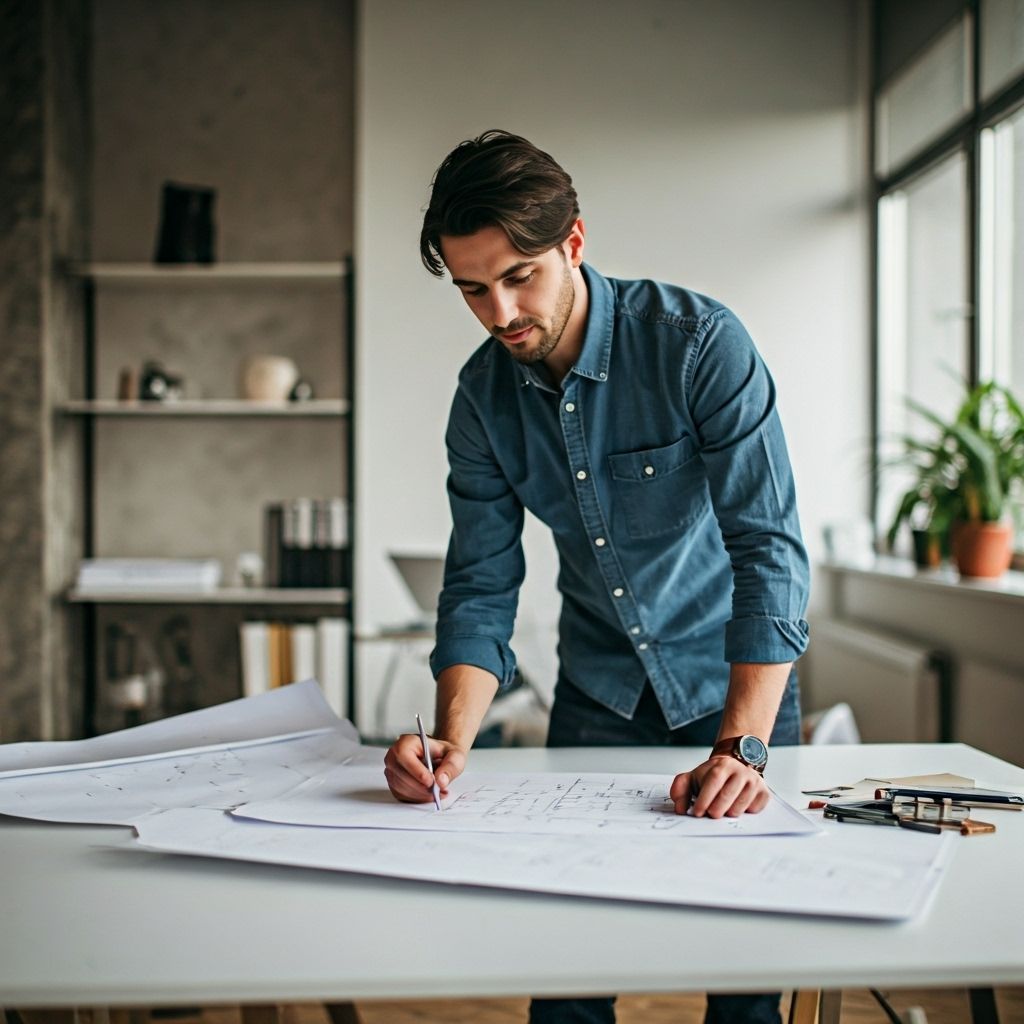 Interior designer at work